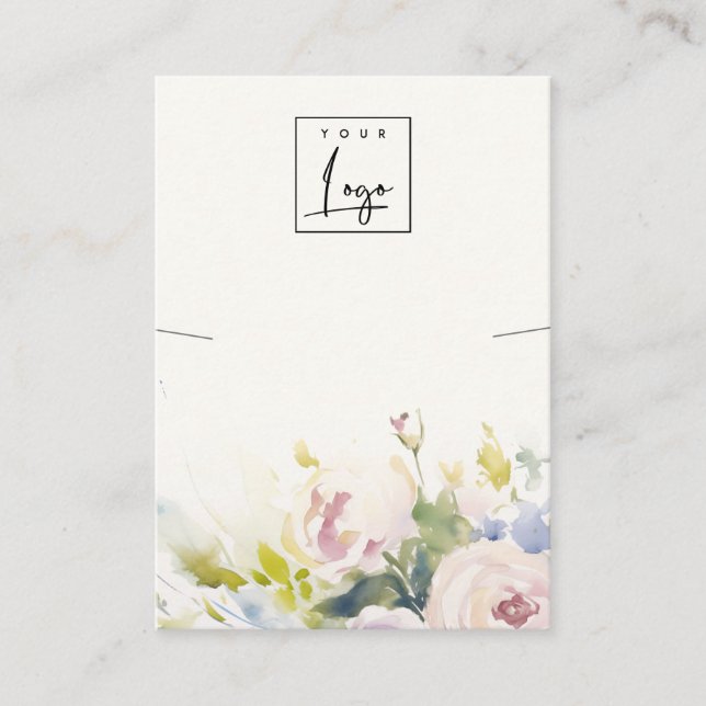 Blush Roses Floral Bunch Necklace Logo Display Business Card (Front)
