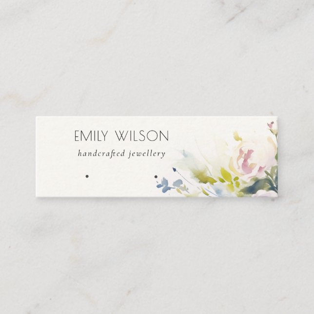 Blush Roses Floral Earring Hoop Loop Stud Display Mini Business Card (Front)