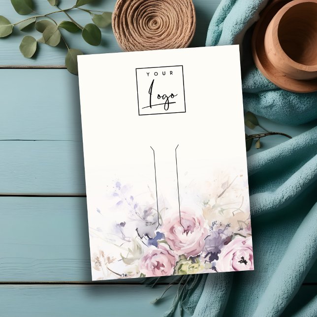 Blush Roses Floral Logo Hairpin Jewelry Display Business Card (Creator Uploaded)