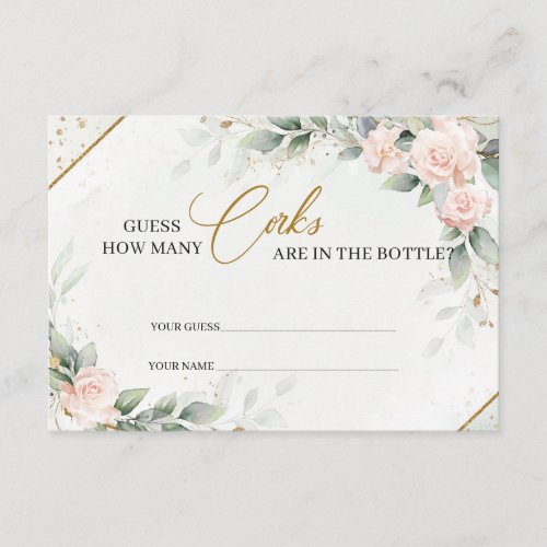 Blush roses guess how many corks are in the bottle enclosure card