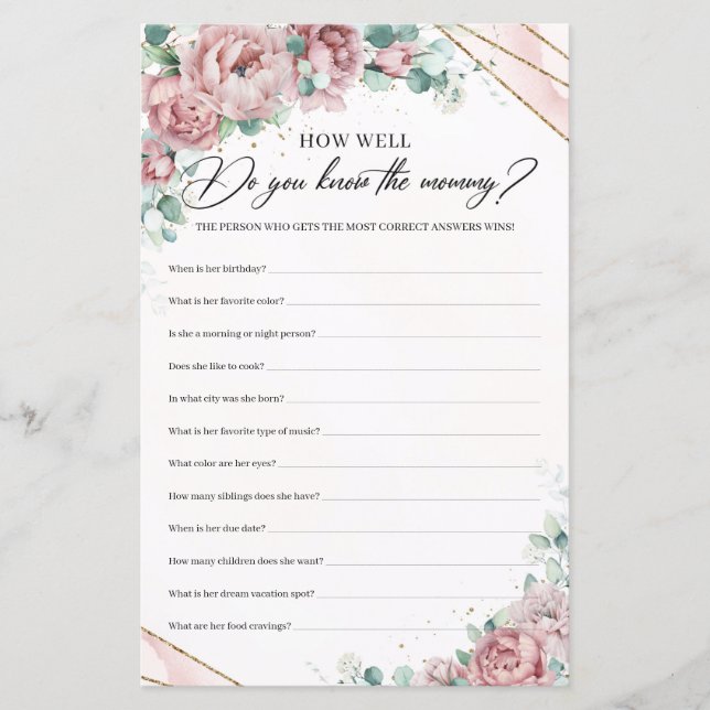 Blush roses How Well Do You Know The Mommy (Front)