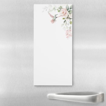 Blush Roses  Hummingbirds  And Greenery Floral Magnetic Notepad by dmboyce at Zazzle