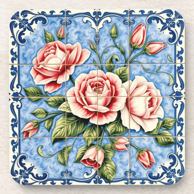 blush roses of Lisbon coaster (Front)