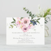 Blush Roses & Peonies Baby Tea Party Invitation (Standing Front)