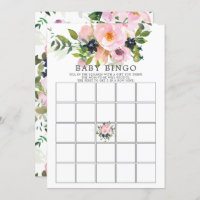 Blush Roses & Peonies BINGO Baby Shower Game Invitation