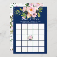 Blush Roses & Peonies BINGO Baby Shower Game Invitation