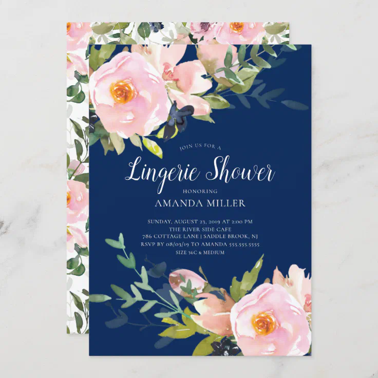 Blush Roses And Peonies Bridal Lingerie Shower Invitation Zazzle