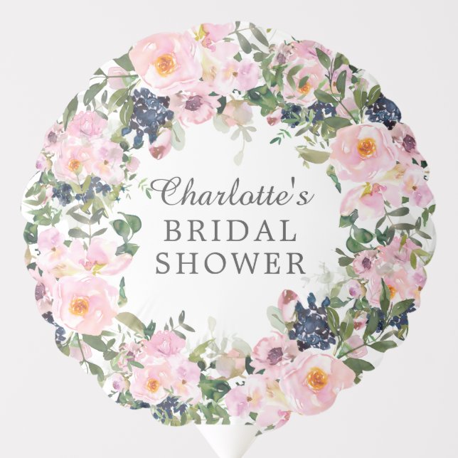 Blush Roses & Peonies Bridal Shower Balloon (Front)