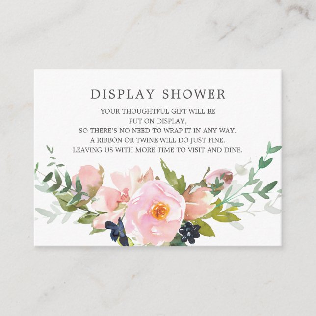 Blush Roses & Peonies Bridal Shower Display Shower Enclosure Card (Front)