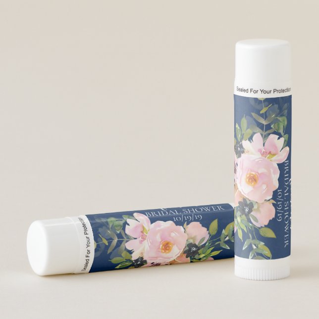 Blush Roses & Peonies Bridal Shower Lip Balm (Front)