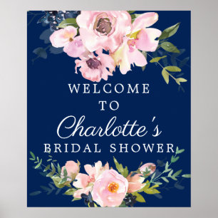 Blush Roses & Peonies Bridal Shower Welcome Sign