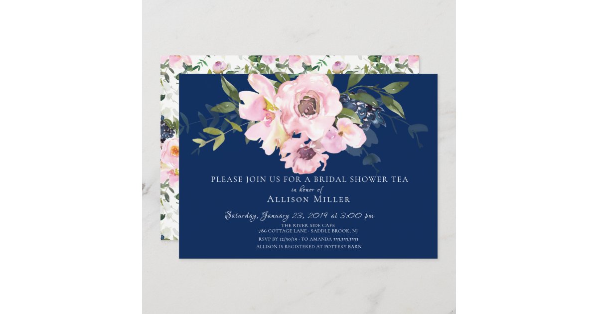 Blush Roses And Peonies Bridal Tea Party Invitation Zazzle