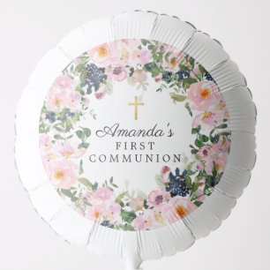 Blush Roses & Peonies First Communion Balloon