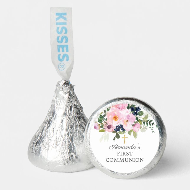 Blush Roses & Peonies First Communion Hershey®'s Kisses® (Front)