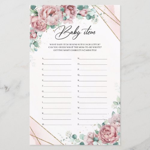 Blush roses peonies gold frame greenery Baby Item