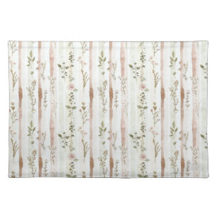 Blush Roses Stripes Floral Cloth Placemat