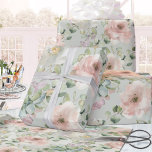 Blush Roses Succulents Sage Eucalyptus Wedding Wrapping Paper<br><div class="desc">A blush pink watercolor-painted wrapping paper featuring pink vintage peonies,  succulents and eucalyptus greenery against a solid light sage green background.</div>