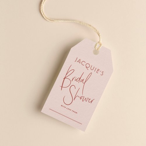 Blush  Rust Red Bridal Shower Gift Tag
