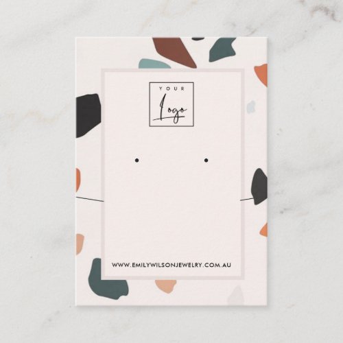 Blush Rust Terrazzo Earring Necklace Display Logo Business Card
