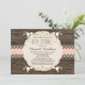 BLUSH RUSTIC FLORAL BOHO BABY SPRINKLE INVITATION (Standing Front)