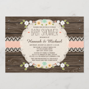 BLUSH RUSTIC FLORAL BOHO COUPLES BABY SHOWER INVITATION