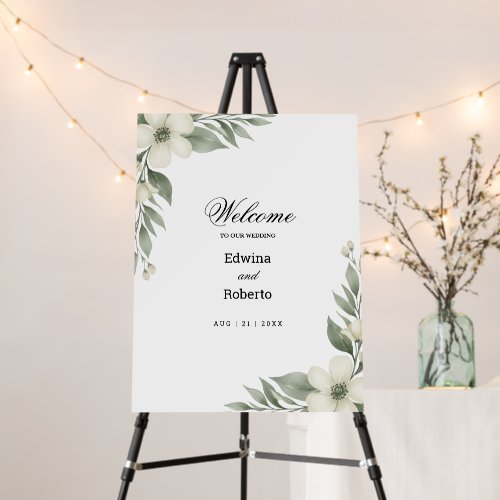 Blush Rustic Greenery Sage White Floral Wedding Foam Board