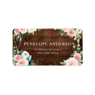 Blush Rustic Wood Floral Geometric Botanical Label
