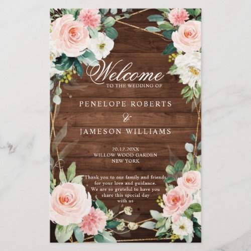 Blush Rustic Wood Geometric Botanical Program