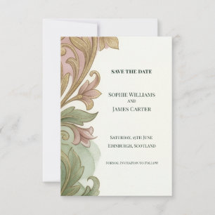 Blush Sage Art Nouveau Save The Date Card