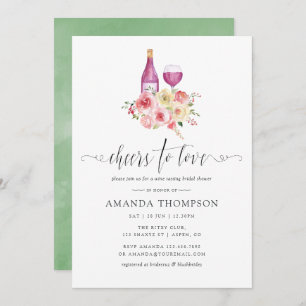 Blush & Sage Floral Bridal Shower Wine Tasting Invitation