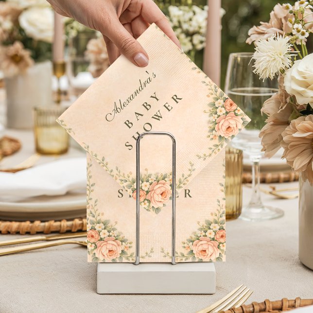 Blush Sage Floral Garden Baby Shower Napkins (Creator Uploaded)