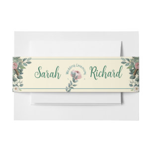 Blush Sage Floral Wedding Invitation Belly Band