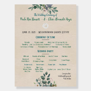 Blush Sage Floral Wedding Program Foam Board