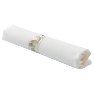 Blush Sage Green Botanical Gold Glitter Elegant Napkin Bands