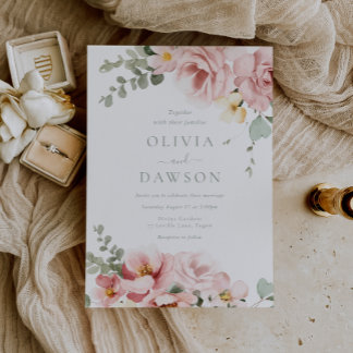 Blush & Sage Green Divine Elegance Wedding Invitation