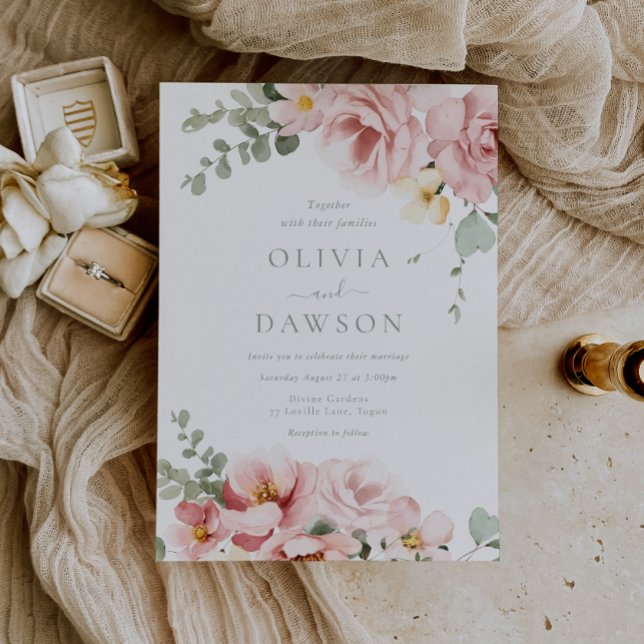 Blush & Sage Green Divine Elegance Wedding Invitation (Creator Uploaded)