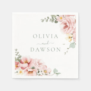 Blush & Sage Green Divine Elegance Wedding Napkins