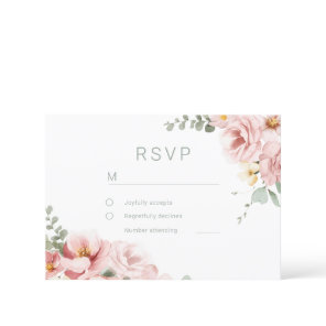 Blush & Sage Green Divine Elegance Wedding RSVP Card