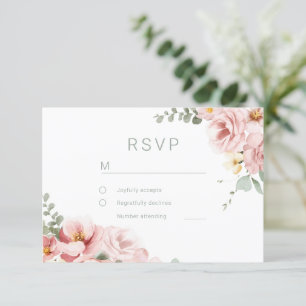 Blush & Sage Green Divine Elegance Wedding RSVP Card