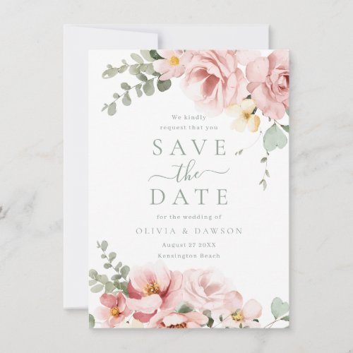 Blush  Sage Green Divine Elegance Wedding Save The Date