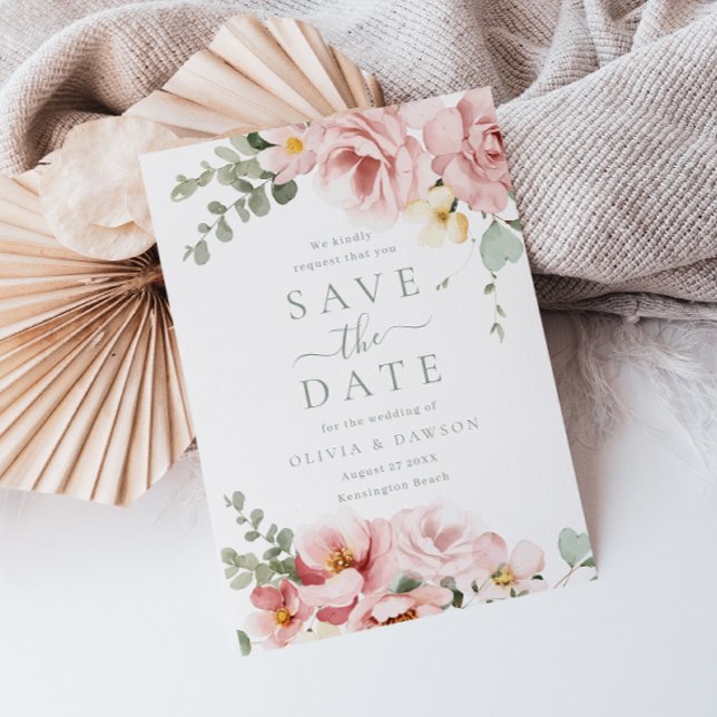 Blush & Sage Green Divine Elegance Wedding Save The Date (Creator Uploaded)