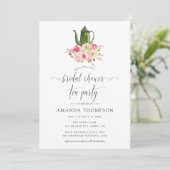 Blush & Sage Green Floral Bridal Shower Tea Party Invitation (Standing Front)