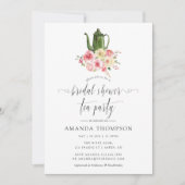 Blush & Sage Green Floral Bridal Shower Tea Party Invitation (Front)