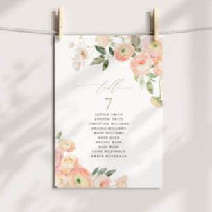 Blush & Sage Green Table Number Seating Chart