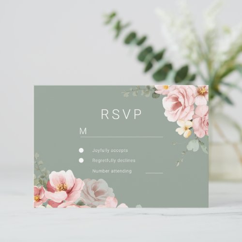 Blush & Sage Green Wedding RSVP Response Card