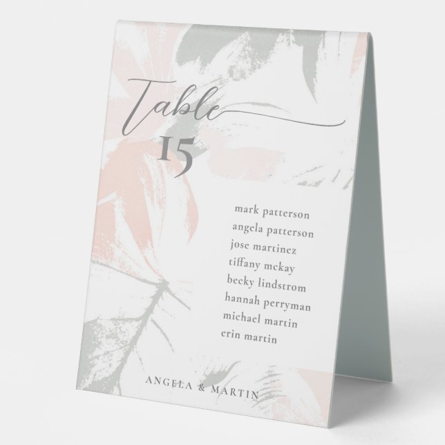Blush Sage Modern Table Number Tent (Front)