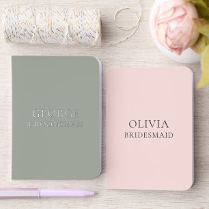 Blush Sage Name Bridesmaid Groomsman Gift  Foil Vow Books