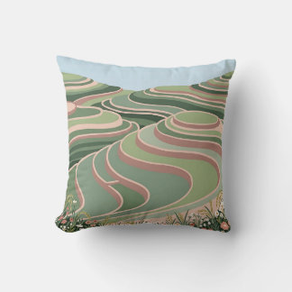 Blush & Sage Rice Terrace Throw Pillow
