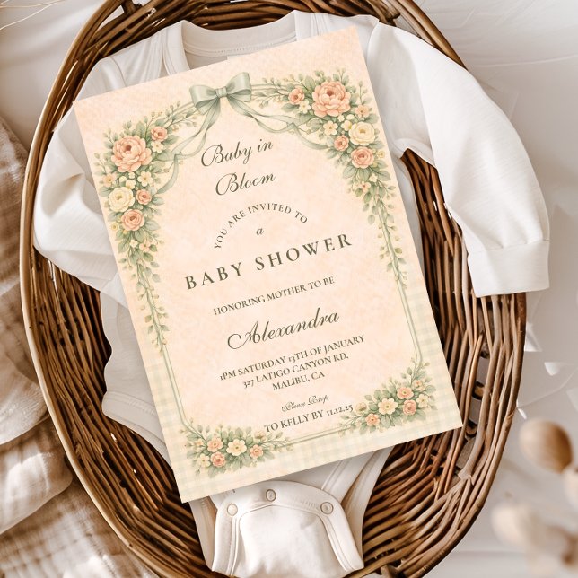 Blush Sage Rose Arch Baby Shower Invitation (Creator Uploaded)