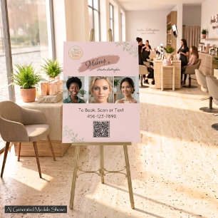 Blush Sage Script 3 Photo Salon Brand Promo Sign